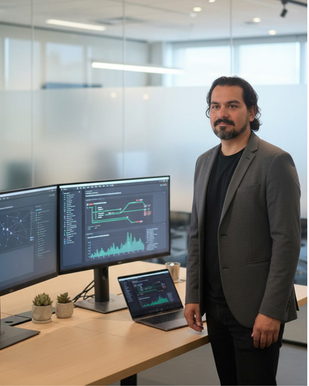 Luis Miguel Chavez in a technology office